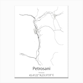 Petrosani,Romania Minimalist Map Canvas Print