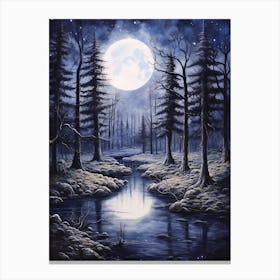 Full Moon In The Forest Canvas Print