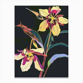 Neon Flowers On Black Hellebore 4 Canvas Print