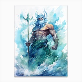  Watercolor Drawing Of Poseidon 2 Canvas Print
