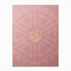 Geometric Gold Glyph on Circle Array in Pink Embossed Paper n.0119 Canvas Print