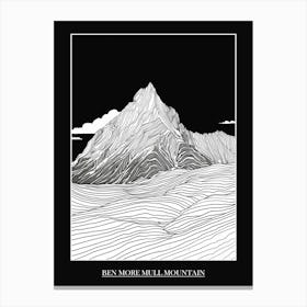 Ben More Mull Mountain Line Drawing 1 Poster Canvas Print