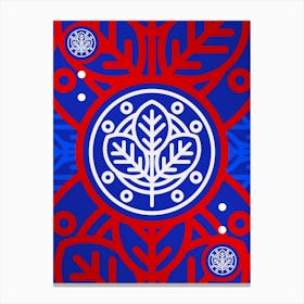 Geometric Abstract Glyph in White on Red and Blue Array n.0046 Canvas Print