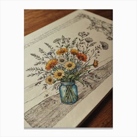 Wildflowers In A Vase Canvas Print