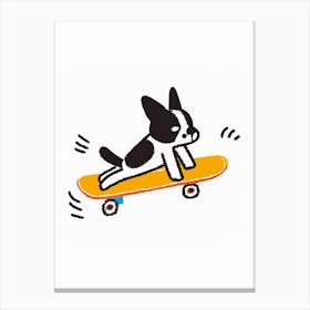 Pug Dog On A Skateboard Canvas Print