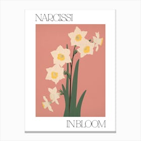 Narcissi In Bloom Flowers Bold Illustration 1 Canvas Print