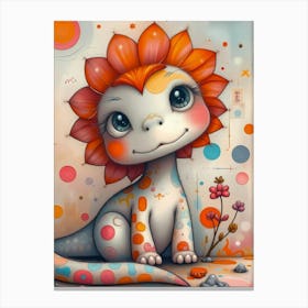 Daisy the Dino: A Cute Little Dinosaur Artwork For Kids Canvas Print