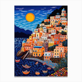 Postiano, Italy, Illustration In The Style Of Pop Art 4 Canvas Print