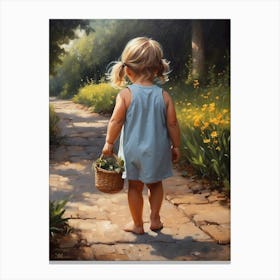 Little Girl With Basket Canvas Print