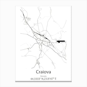 Craiova,Romania Minimalist Map Canvas Print