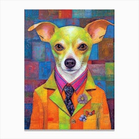 Dog Chic Chronicles; Stylish Oil Brushwork Canvas Print