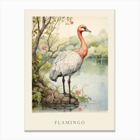 Beatrix Potter Inspired  Animal Watercolour Flamingo 2 Canvas Print