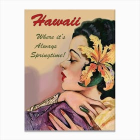 Portrait Of A Beautiful Hula Hawaiian Girl Canvas Print