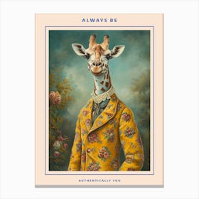 Giraffe In A Floral Suit Portrait Poster Canvas Print