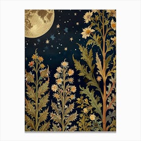 Moonlight In The Garden Style William Morris Art Print 10 Canvas Print