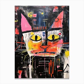Whisker Wonderland: Basquiat's style Cat Magic Canvas Print