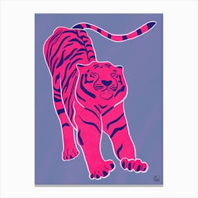 Tiger Doesnt Lose Sleep Pink And Blue Canvas Print