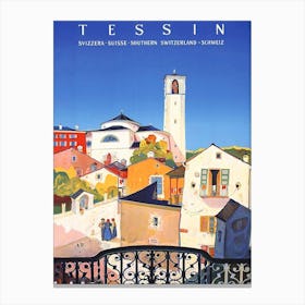 Tessin, Italy, Vintage Travel Poster Canvas Print