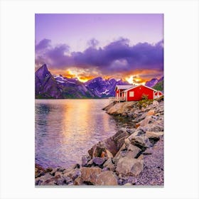 Red House At Sunset Canvas Print