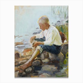 Boy On The Shore (1891 - 1893), Pekka Halonen Canvas Print