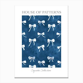 White And Blue Bows 3 Pattern Poster Canvas Print