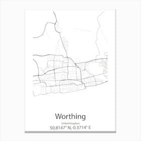 Worthing,United Kingdom Minimalist Map Toile