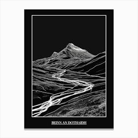 Beinn An Dothaidh Line Drawing 4 Poster Canvas Print