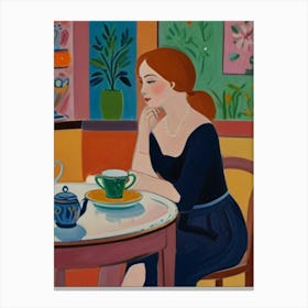 Lady In A Teapot Canvas Print