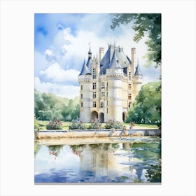 Chateau De Chenonceau Gardens France Watercolour 2  Canvas Print