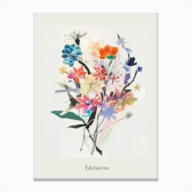 Edelweiss Collage Flower Bouquet Poster Canvas Print