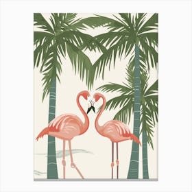 Jamess Flamingo And Coconut Trees Minimalist Illustration 3 Canvas Print