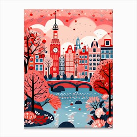 Amsterdam, Illustration In The Style Of Pop Art 2 Canvas Print