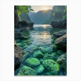 Rocky Shore At Sunrise Canvas Print