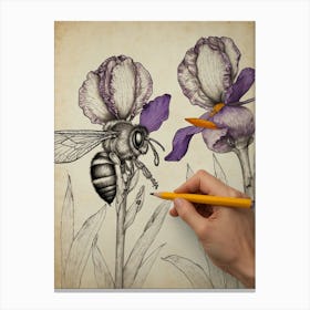 Bee And Iris Canvas Print