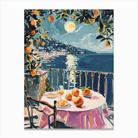 Sicily Italy Watercolour Night Dinner Oranges Canvas Print