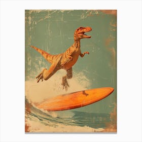 Vintage Heterodontosaurus Dinosaur On A Surf Board 3 Canvas Print