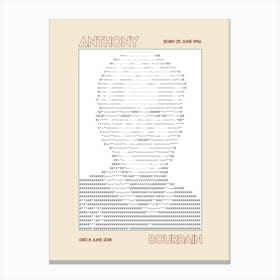 Famous People Anthony Bourdain Born 25 June 1956 – Died 8 June 2018 (Ascii Art) Canvas Print