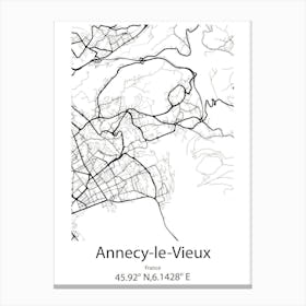 Annecy Le Vieux,France Minimalist Map Canvas Print