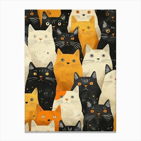 Perfectly Repeatable Artwork With Cute Cat Faces 40 Canvas Print