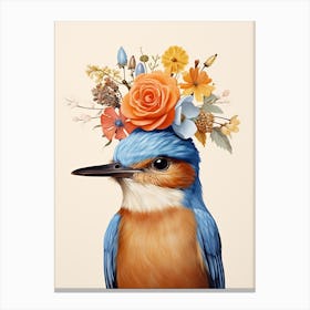 Bird With A Flower Crown Bluebird 1 Canvas Print