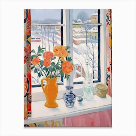 The Windowsill Of Moscow   Russia Snow Inspired By Matisse 4 Canvas Print