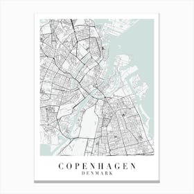 Copenhagen Denmark Street Map Minimal Color Canvas Print