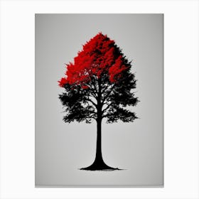 Striking Tree Silhouette with Red Accents Canvas Print