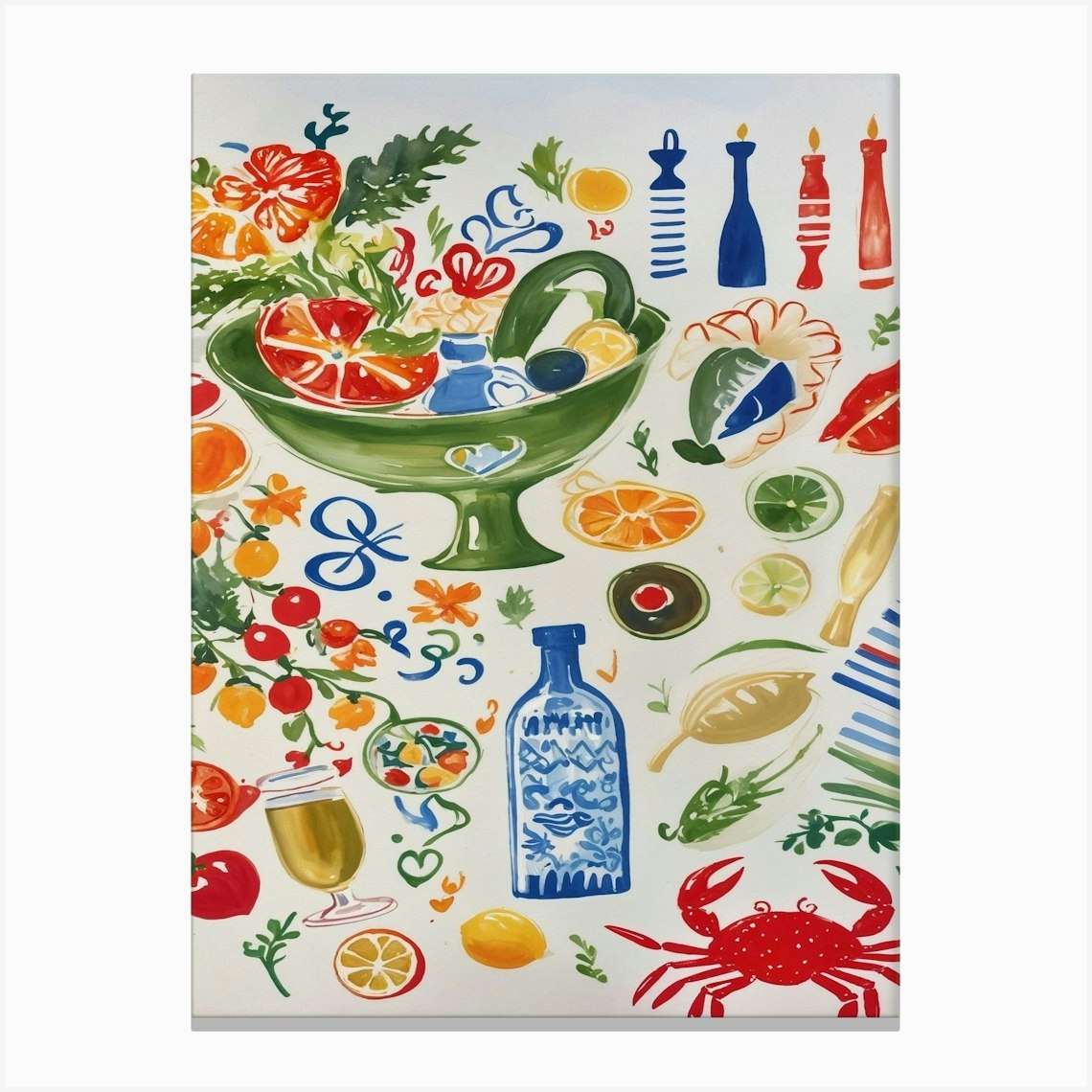 Kitchen, Hand Drawing, Summer 1 Canvas Print by Lucent Art Shop