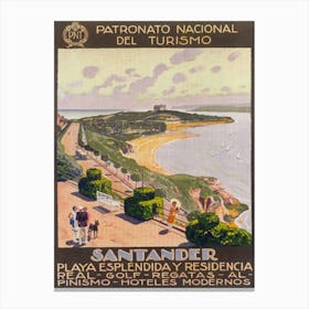 Santander Spain Vintage Travel Poster Canvas Print