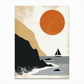 Sailboat On The Beach, Scandinavian Minimalism Canvas Print