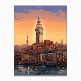 Galata Tower Pixel Art 8 Canvas Print