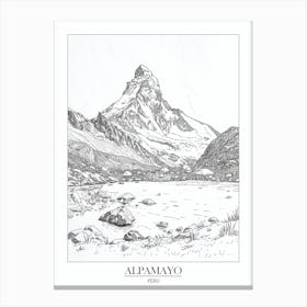 Alpamayo Peru Line Drawing 4 Poster Canvas Print