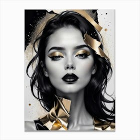 Black and gold women's portrait Leinwandbild