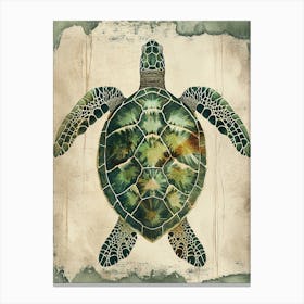 Vintage Sea Turtle Painting 3 Canvas Print